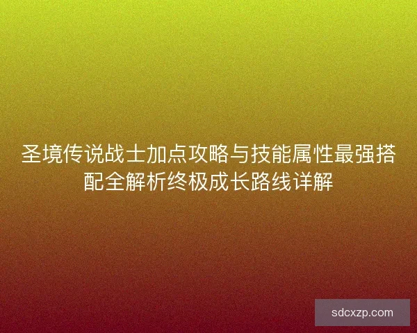 圣境传说战士加点攻略与技能属性最强搭配全解析终极成长路线详解